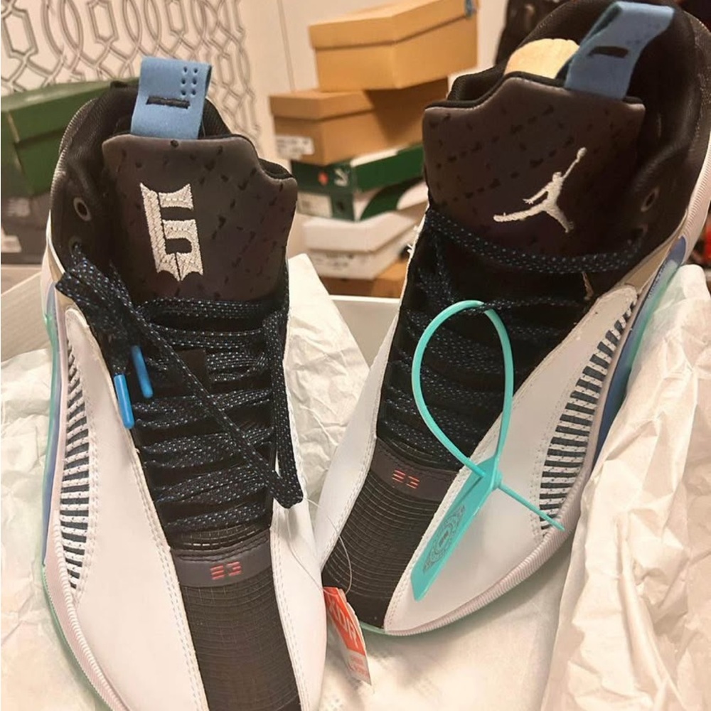 Jordan Black and Blue Men's Shoes